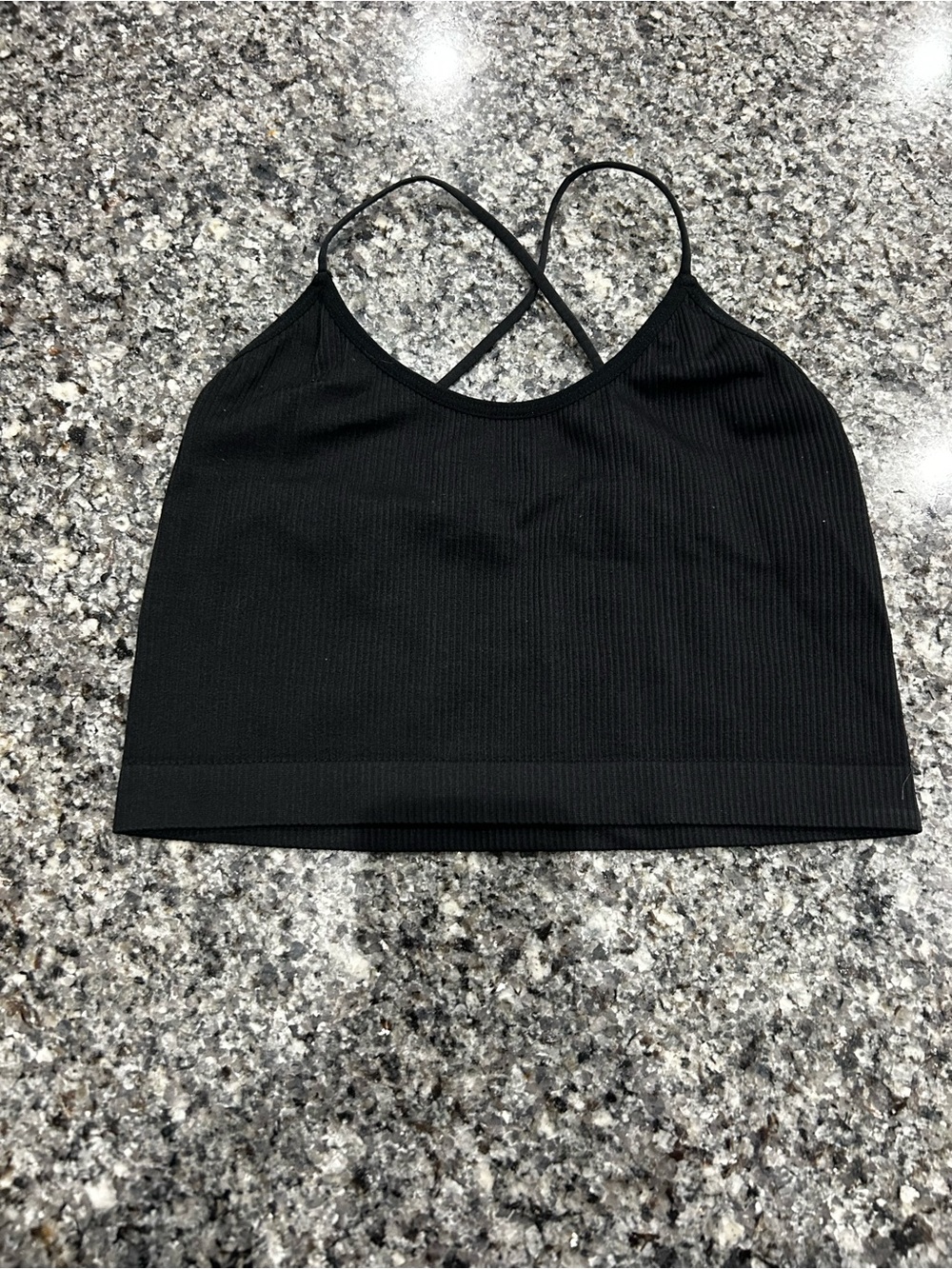 Colsie Black Ribbed Strappy Crop Top
